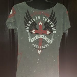 Affliction Tops - Affliction Fallen Angels grey shirt size Large Affliction Tops - Affliction Fallen Angels grey shirt size Large